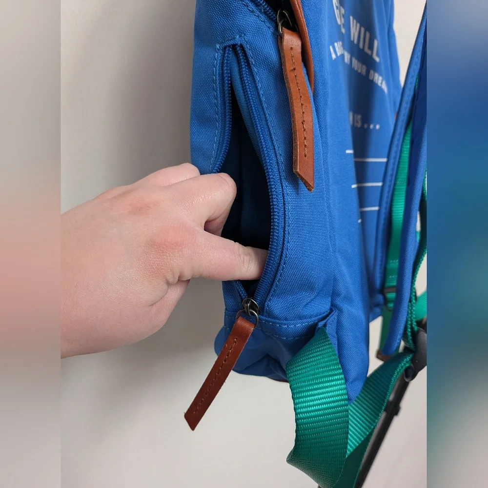 Will Leather Goods Colorblock Blue Leather Accent Backpack